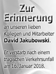 Zur Erinnerung an David Jakubowski Zur Erinnerung an David Jakubowski